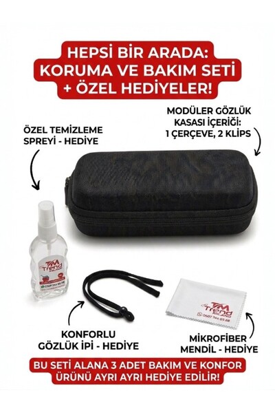 TrendMilano 3 Bölmeli Koruyucu Gözlük Ve Klips Saklama Kutusu Sert Kapak Seya...