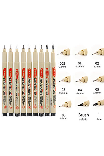 Choice 9 pcs set Manga Markers Needle Pen Art Hand-painted Hook Line Pen Sket...