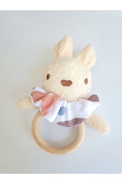 jr.bunnies Jr Bunnies Tavşan Figürlü Ahşap Halkalı Bebek Diş Kaşıyıcı | Yumuş...