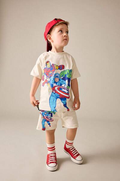 DeFacto Short-Sleeved T-Shirt Shorts Marvel Comics 2-Piece Set Baby Boy H7896...