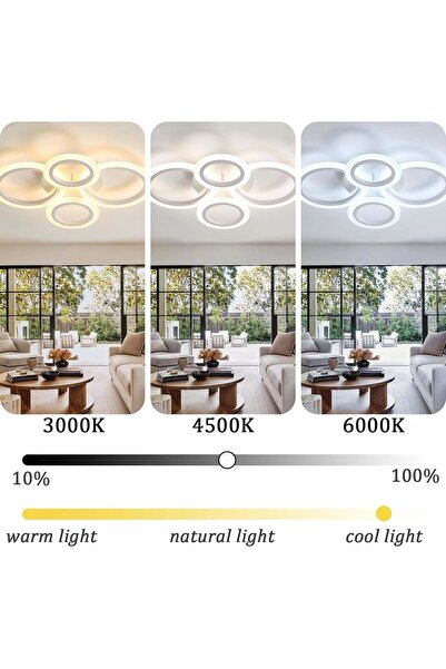 Generic Brand Lustra LED 4 cercuri cu Telecomanda wifi 24G cu intensitate 500 X 400 X 100mm