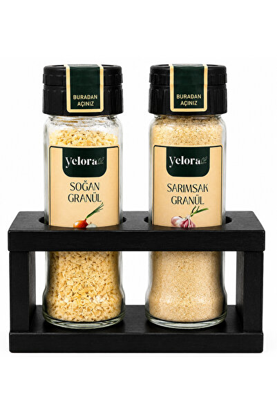 yelora Siyah Stand Hediyeli 2’li Baharat Seti Sarımsak Granül 70g + Soğan Gra...