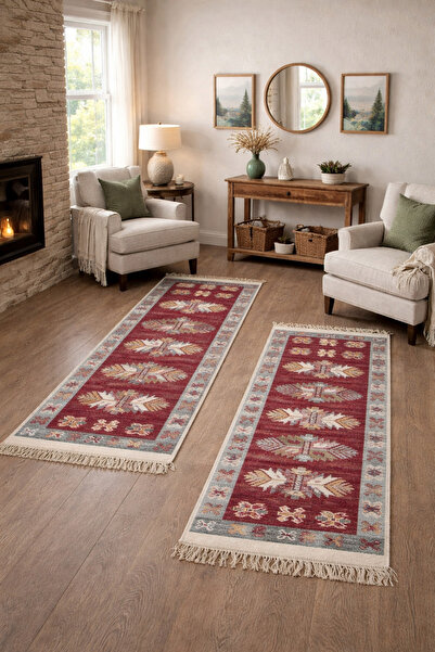 OEM Covoare traditionale 1+1, 60 x 150 cm, rosu
