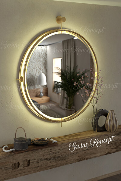 SEVİNÇ KONSEPT Led'li Istanbul Gold Kablosuz Dresuar Ayna, Metal Dekoratif Du...