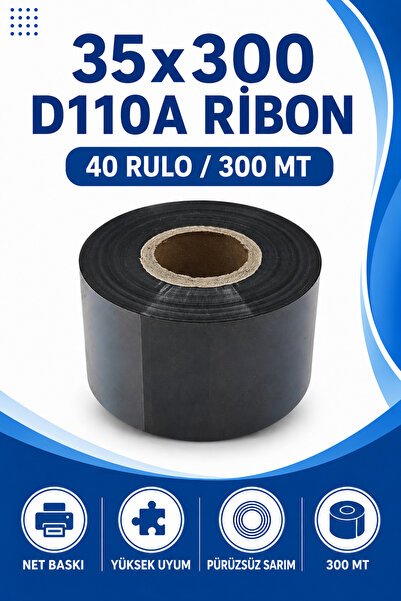 Küresel Etiket Barkod 35X300Mm D110A Ribbon |   40 Rolls |   300m |   Durable...