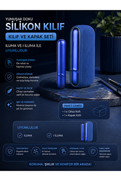 Zigver Iqos Iluma Modeli Için Silikon Kılıf Seti Dark Blue(TEREA ILE ÇALIŞAN ...
