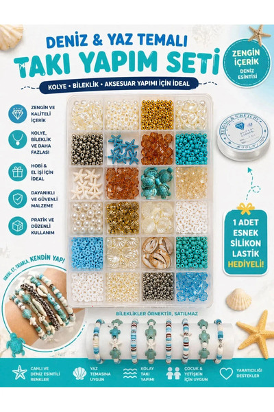 By MO Accessories Yaz Sezonu Doğal Taş Deniz Yıldızı Deniz Kabuğu Fimo Kum Bo...