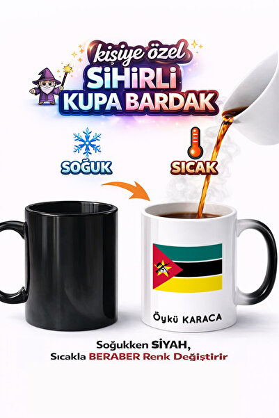 Kirbi Reklam كوب سحري من البورسلين مطبوع عليه علم موزمبيق هدية