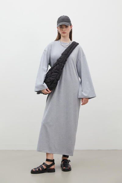 Manuka OVERSIZE BAUMWOLLKLEID GRAU-MELANGE