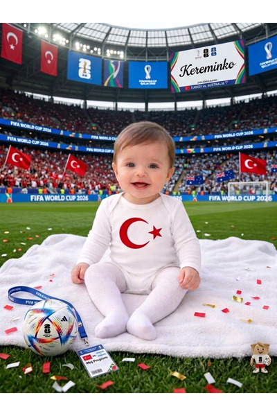 Kereminko Bebek بدلة أطفال بيضاء مطبوعة بنقشة القمر والنجمة مصنوعة من القطن ب...
