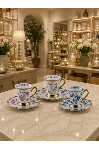 hediye ESTERHOMEDECOR طقم فناجين قهوة من البورسلين يتسع لـ 6 أشخاص cyd007