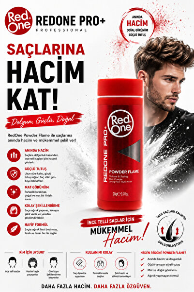 Redone Class beauty RedOne Pro+ Toz Wax Kırmızı 20 Gr - Güçlü Hacim & Doğal M...