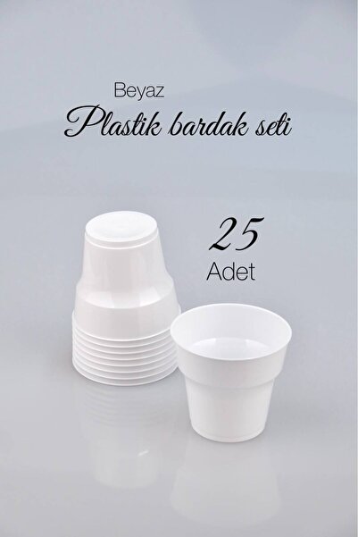 Ezupack 25'li 180 cc Beyaz Renk LÜX SERT PLASTİK Parti Bardak Doğum Günü Sunu...