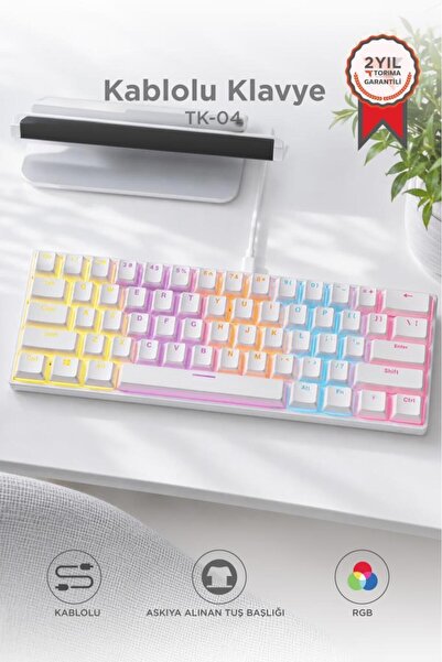 Torima Kablolu Klavye Rgb Işıklı Mekanik Q Klavye TK04 Beyaz
