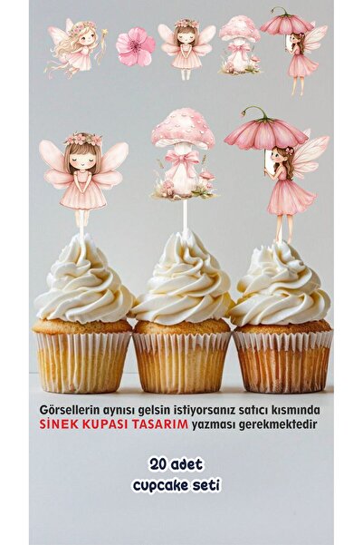 Sinek Kupası Tasarım Fairy Girl Concept Toothpick Cupcake Decoration Birthday...