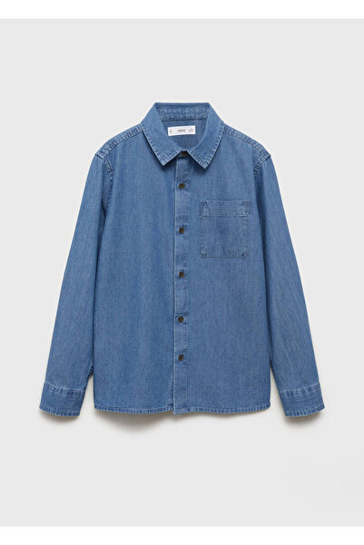 MANGO Kids Cămașă din denim din bumbac