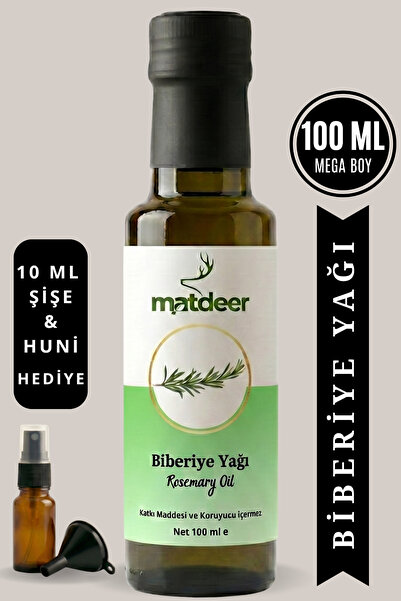 MATDEER 100 ml Biberiye Yağı - %100 Saf ve Doğal - Aromaterapik Canlandırıcı ...