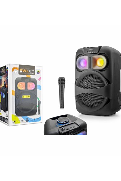 Dynego Bluetooth Hoparlör Mikrofonlu Karaoke Seti Portatif 20W 8 inç RGB Işık...