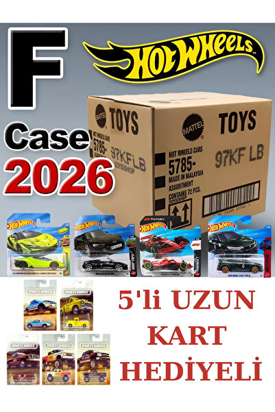 HOT WHEELS 2026 F Case 72'li Açılmamış Tek Bant Kapalı Koli Set-2 (5'li Uzun ...