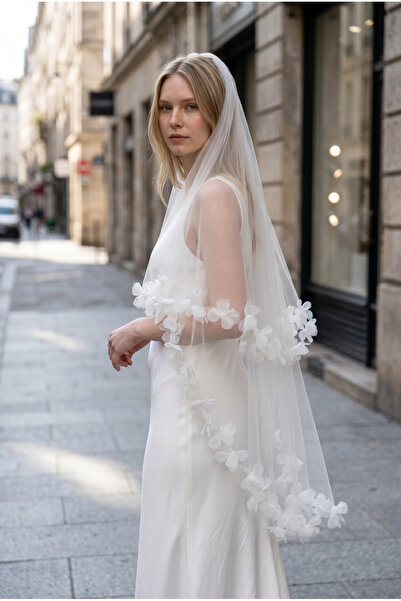 GÖKŞİN MODA Short Handmade Floral Veil