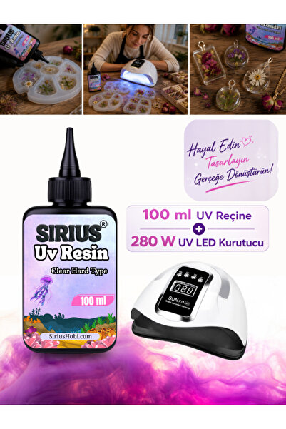 Sirius Hobi Sirius Uv Reçine Sert Tip-hızlı Kürlenen 100 ml 136w Uv Epoksi Ku...