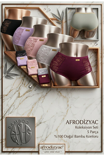 Afrodizyac 5 Συσκευασία Ψηλόμεση Δαντέλα Λεπτομερής Bamboo Bato (ΕΞTRA Απαλό ...