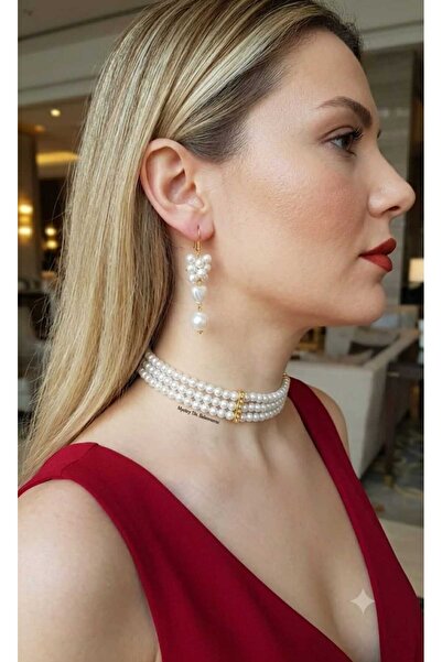 MYSTERY TAKI AKSESUAR ZİRKON TAŞLI CHOKER İNCİ KOLYE