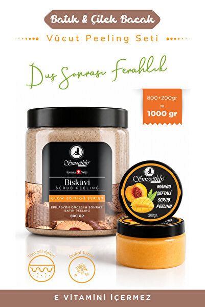 Smoothly Epilasyon, Ağda Sonrası Batık Peeling 1kg Set Bisküvi Peeling+mango ...