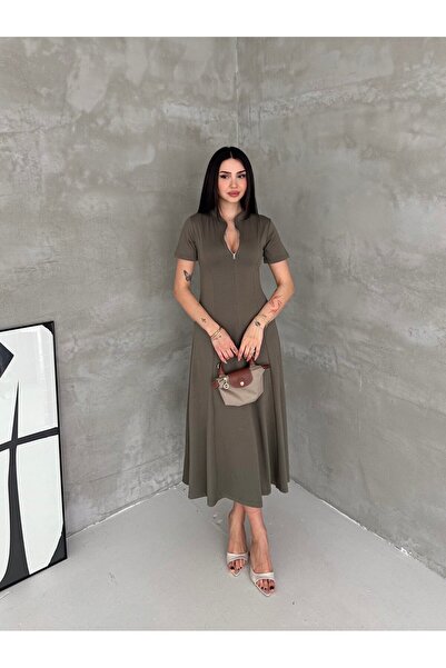 Elaxi Rochie lungă maxi modal cu fermoar pentru femei
