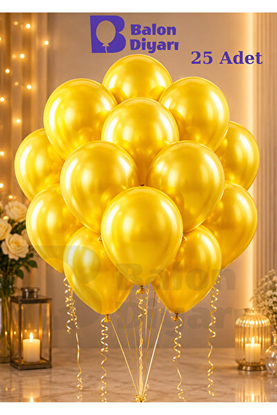 BALON DİYARI Sarı Metalik Balon 25'li - Premium Lateks