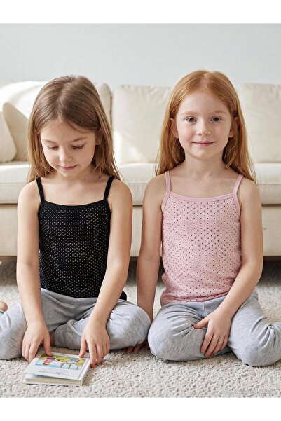 Civil Girls Dried Rose-Black 2-10 Years Old Girls' 2-Piece Undershirt Set - S...