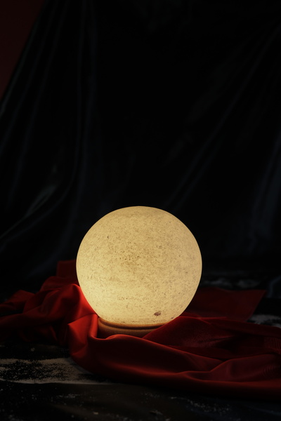TUZCU KENAN White Globe Model Salt Lamp with Wooden Base Decorative Ambient Lamp