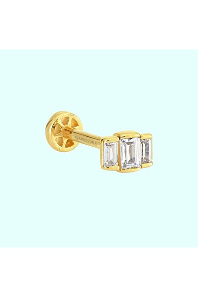 Sembol Gold Altın Baget Tragus Piercing 14 Ayar Tria