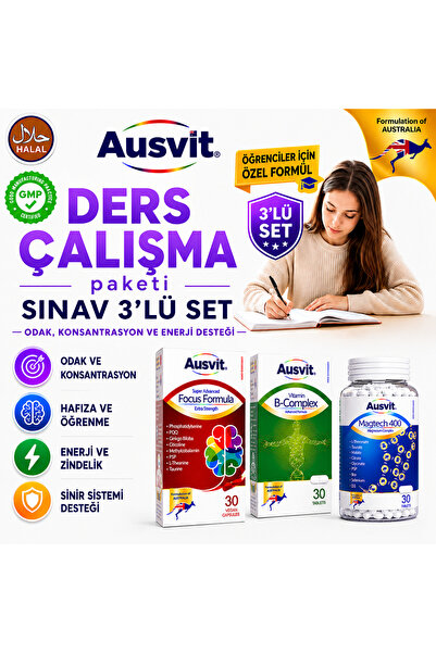 Ausvit Ders Çalışma Sınav Paketi Odaklanma, Konsantrasyon ve Günlük Enerji De...