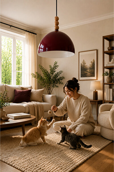 Luna Lighting Viyana Model Bordo Renk Rustik Tekli Avize Sarkıt Salon Mutfak Oturma Odası Avize