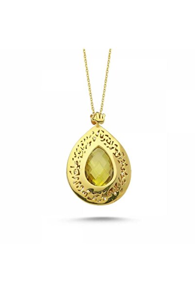 Sembol Gold Altın TESİR Kolye Sarı Citrin Taşlı