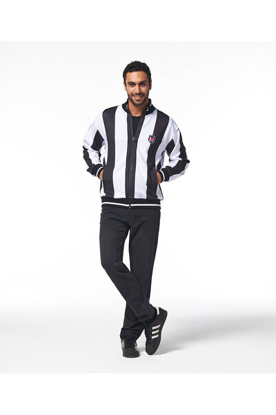 Kartal Yuvası BEŞİKTAŞ ERKEK ÇUBUKLU FERMUARLI SWEATSHIRT 7425247T3