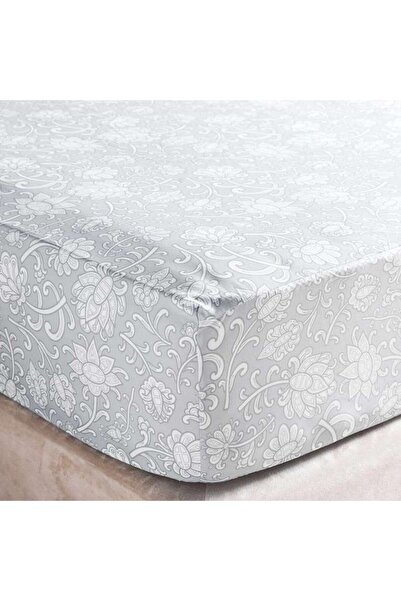 PAN HOME ملاءة سرير مزدوجة بطبعة زهور يومية مقاس 180x200+33 سم - رمادي