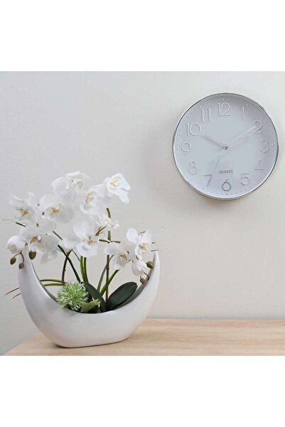 PAN HOME ساعة حائط أساسية قطرها 30 سم - فضية
