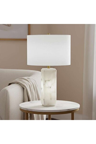 PAN HOME Maxus E27-e14 Alabaster Table Lamp With Night Light 35.5x67cm - Natural