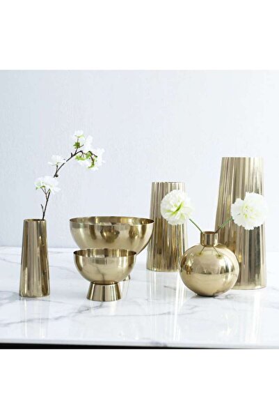 PAN HOME Bijou Steel Vase 11x11x23cm-gold
