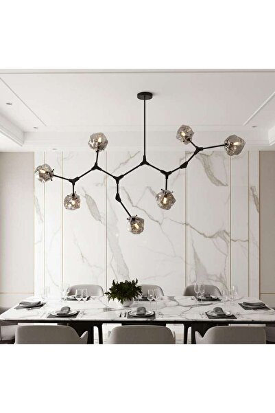 PAN HOME Rubix 7-light G9 Glass Pendant Lamp 149x85x95cm - Black