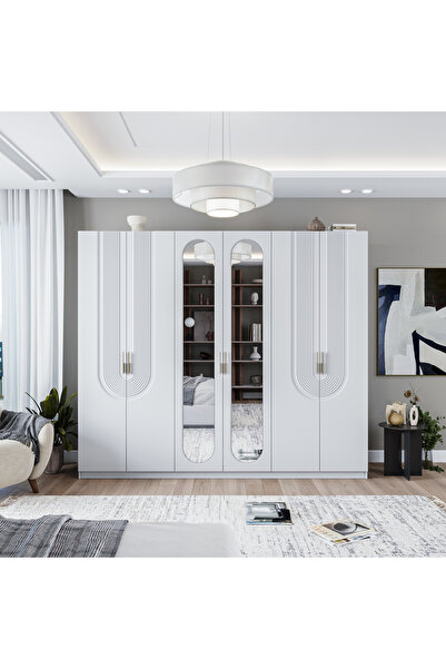 Velmo‏‎ Aspen 6 Kapaklı Gardırop (Beyaz)
