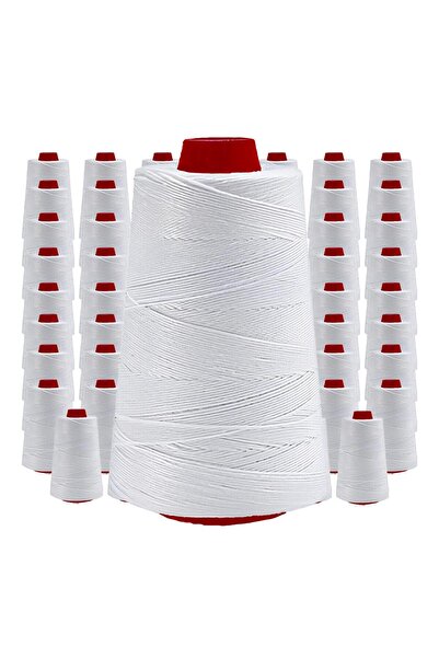 FDM Çuval Ağzı Dikiş Makinesi İpi 5 Kat Beyaz %100 Polyester Konik Makara Çuv...