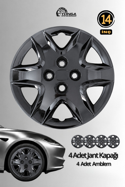 YONGA OTO AKSESUAR HONDA CİTY 14 İnç Kırılmaz Jant Kapağı 4 Adet Piano Black ...