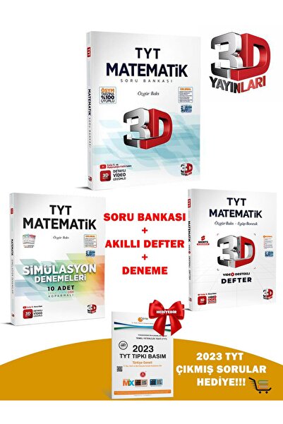 3D Yayınları 2024 Model TYT Matematik Soru Bankası-Akıllı Defter-Deneme Seti ...