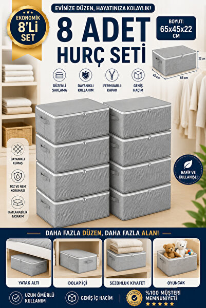 BEST CONCEPT 8 Adet - Gri Puantiyeli Büyük Boy Baza Altı Ve Çekyat Tipi Hurç ...