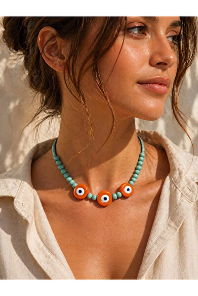 Kutcha Accessories Renkli Nazar Boncuklu Bodrum Kolyesi El Yapımı Tasarım
