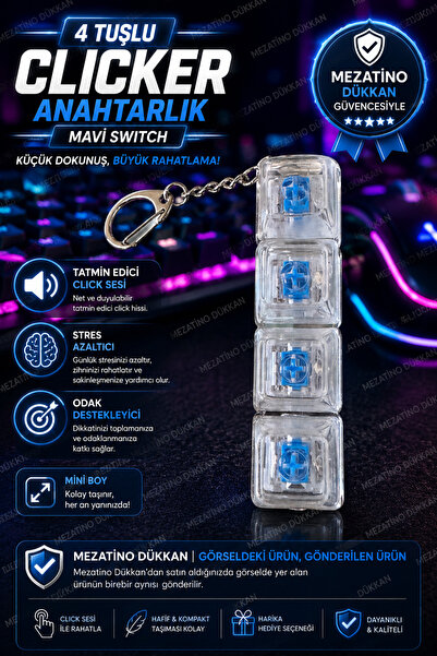 MEZATİNO Işıklı Klavye Switch Clicker Anahtarlık – Işıklı, Sesli, Stres Gider...