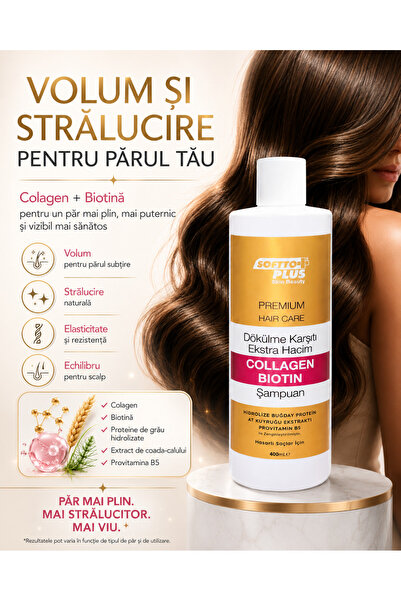 Softto Plus Șampon Colagen și Biotină – Provitamina B5 Volum și Strălucire pe...